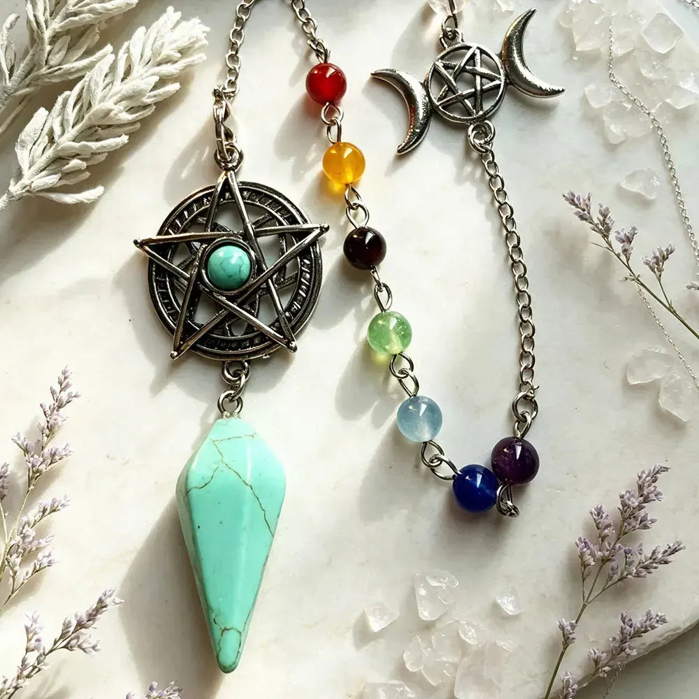 Pentacle Crystal Pendulum for Divination Natural Stone Pendant-MoonChildWorld