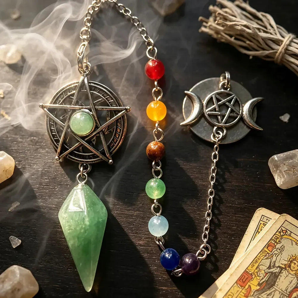 Pentacle Crystal Pendulum for Divination Natural Stone Pendant-MoonChildWorld