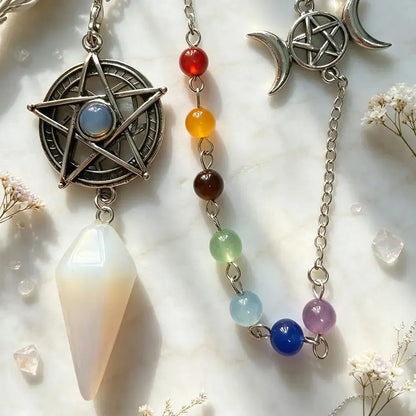 Pentacle Crystal Pendulum for Divination Natural Stone Pendant-MoonChildWorld