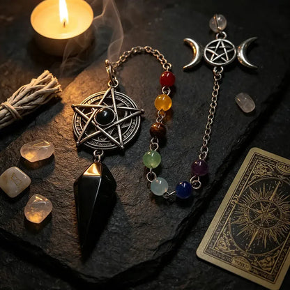 Pentacle Crystal Pendulum for Divination Natural Stone Pendant-MoonChildWorld