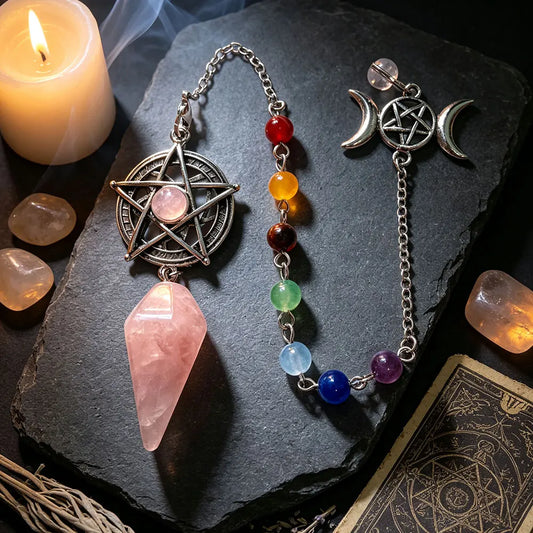 Pentacle Crystal Pendulum for Divination Natural Stone Pendant-MoonChildWorld