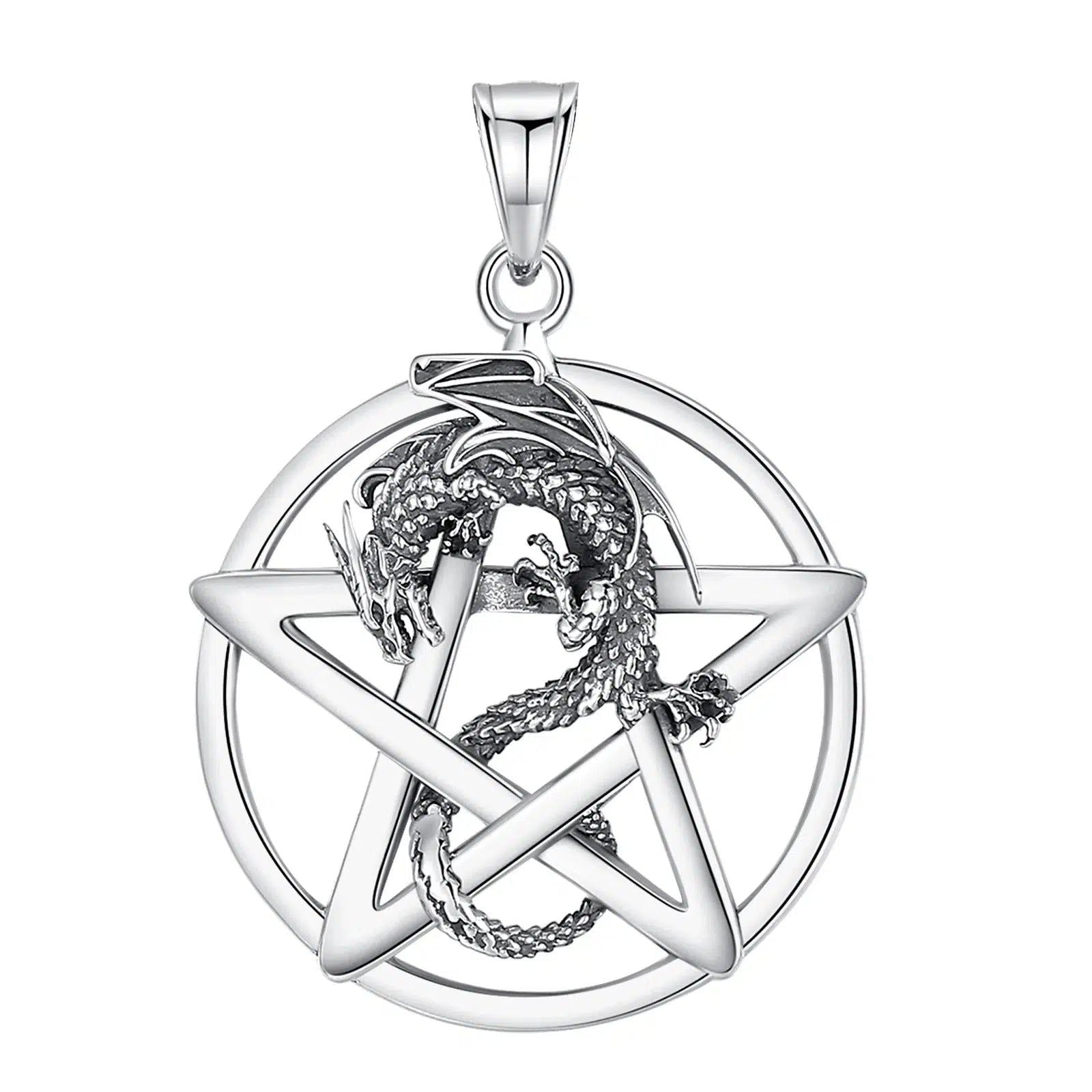 Pentacle Dragon Necklace Pagan Pentacle Necklace-MoonChildWorld