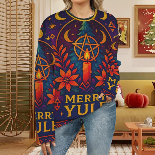 Pentacle Moon Phases Wicca Yule Sweatshirt Pagan Christmas Sweater-MoonChildWorld