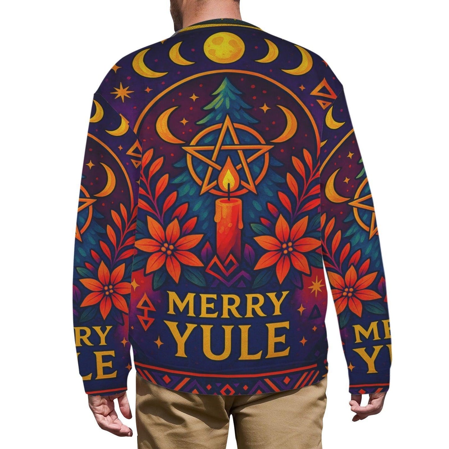 Pentacle Moon Phases Wicca Yule Sweatshirt Pagan Christmas Sweater-MoonChildWorld