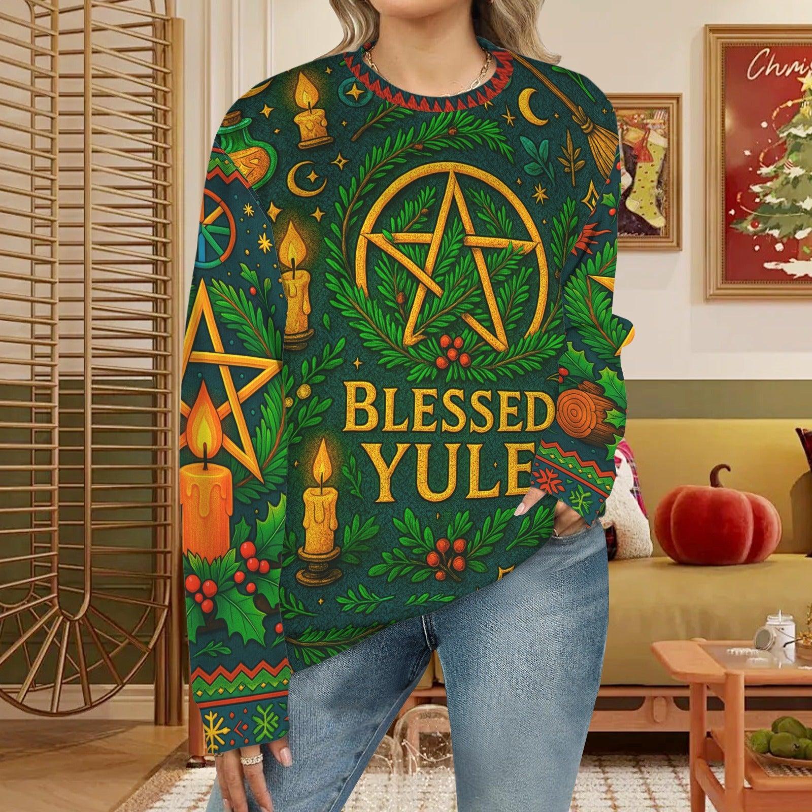 Pentacle Pagan Christmas Sweatshirt Wicca Yule Sweater-MoonChildWorld