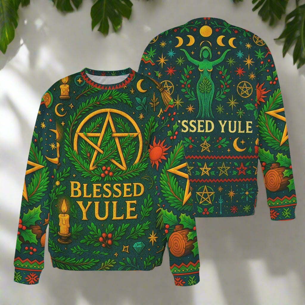 Pentacle Pagan Christmas Sweatshirt Wicca Yule Sweater-MoonChildWorld