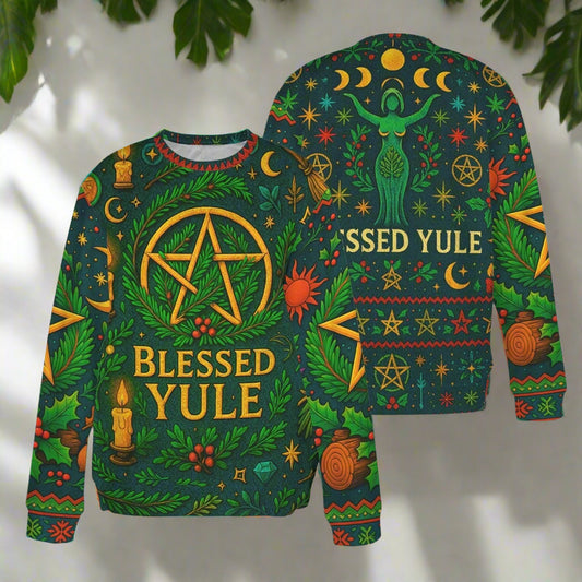 Pentacle Pagan Christmas Sweatshirt Wicca Yule Sweater-MoonChildWorld
