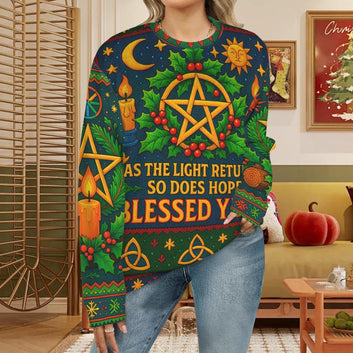 Pentacle Pagan Yule Sweatshirt Wicca Christmas Sweater-MoonChildWorld