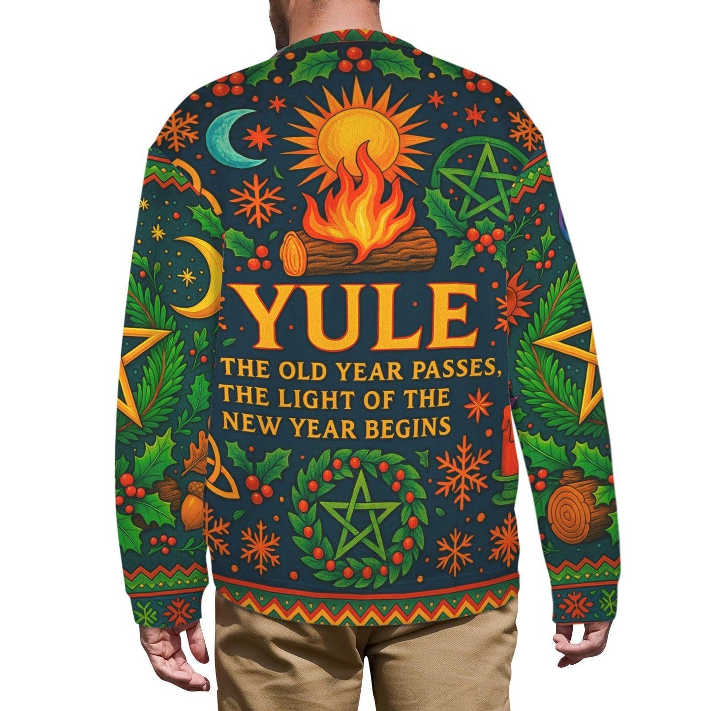 Pentacle Pagan Yule Sweatshirt Wicca Christmas Sweater-MoonChildWorld