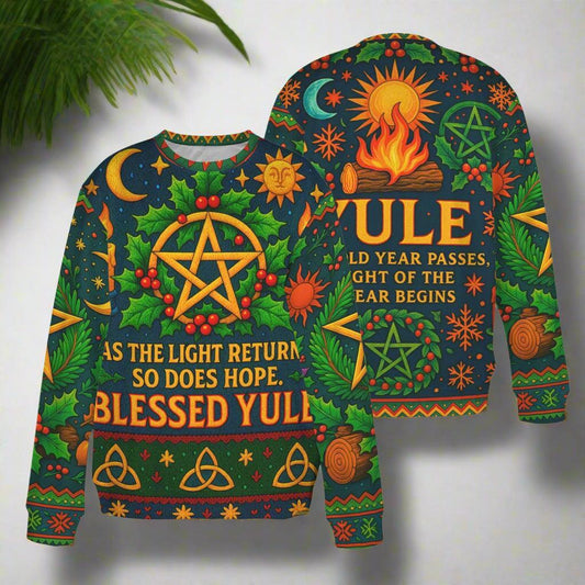 Pentacle Pagan Yule Sweatshirt Wicca Christmas Sweater-MoonChildWorld