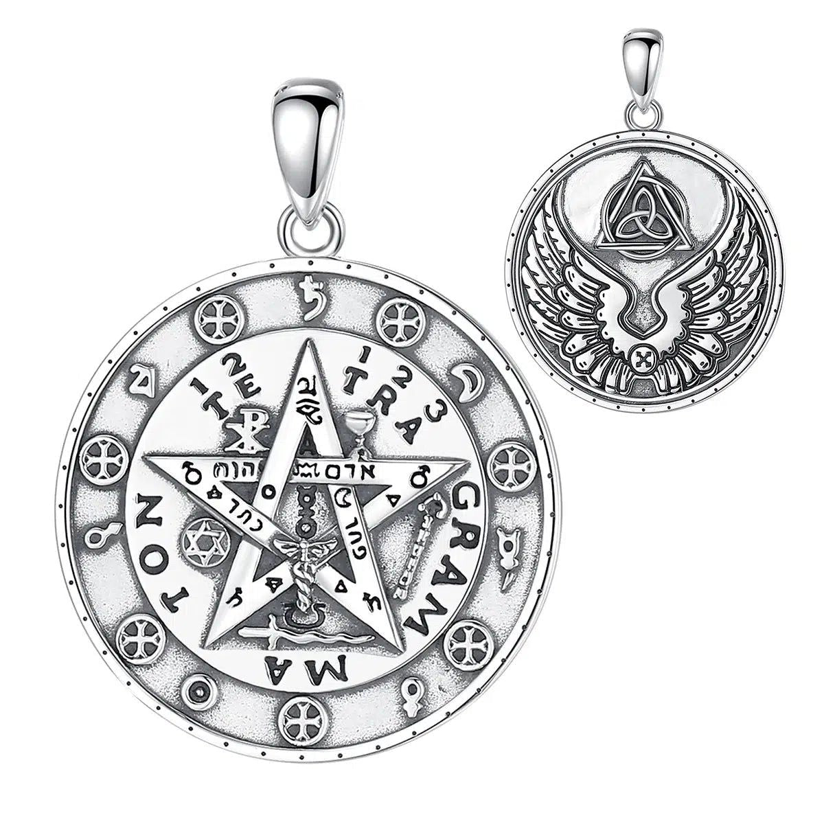 Pentacle Runes Necklace Pagan Jewelry-MoonChildWorld