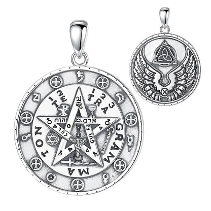 Pentacle Runes Necklace Pagan Jewelry-MoonChildWorld