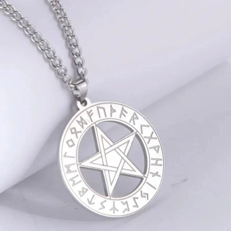 Pentacle Runes Pagan Necklace Wiccan Pentacle Necklace-MoonChildWorld