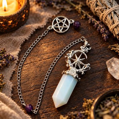 Pentacle Star Crystal Pendulum — ritual scene detail 2