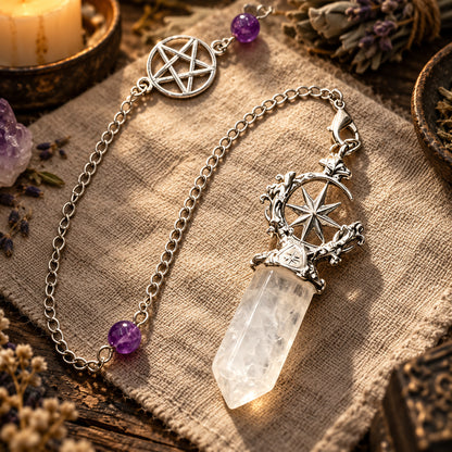 Pentacle Star Crystal Pendulum — ritual scene detail 3