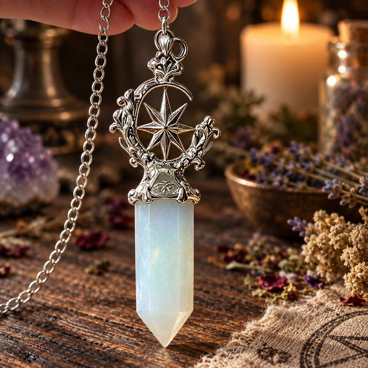 Pentacle Star Crystal Pendulum — ritual scene detail 8
