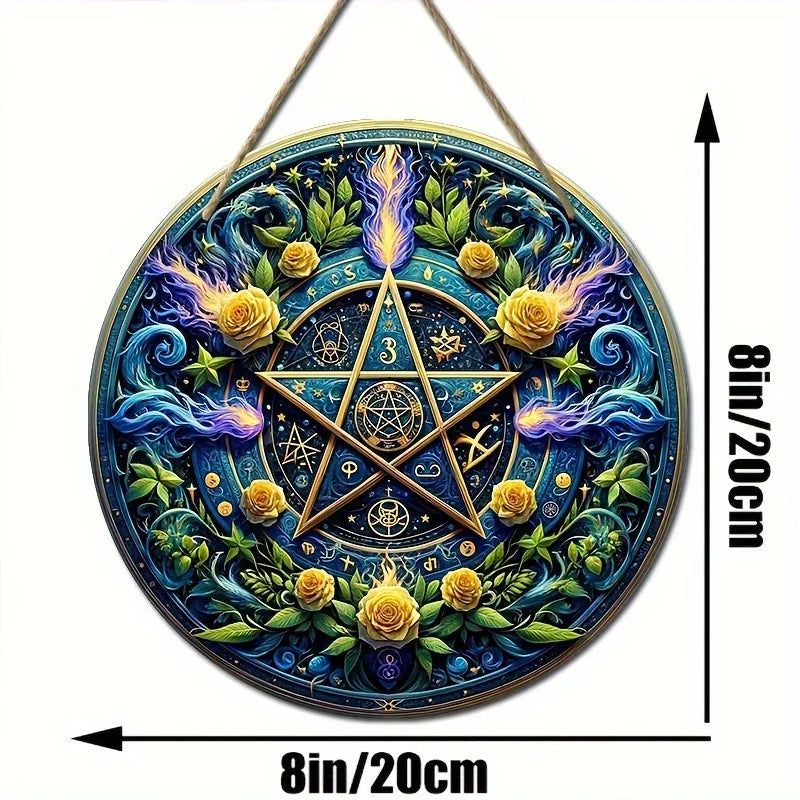 Pentacle Suncatcher Pagan Acrylic Round Sign Pentagram Wicca Wall Hanging-MoonChildWorld