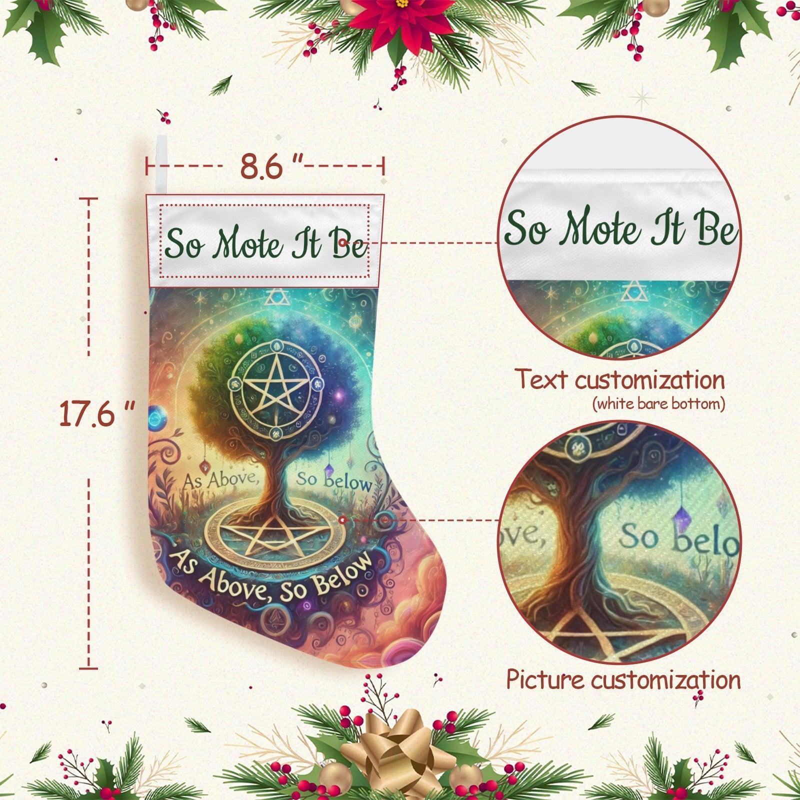 Pentacle Tree of Life Pagan Christmas Stocking for Yule Decorations-MoonChildWorld