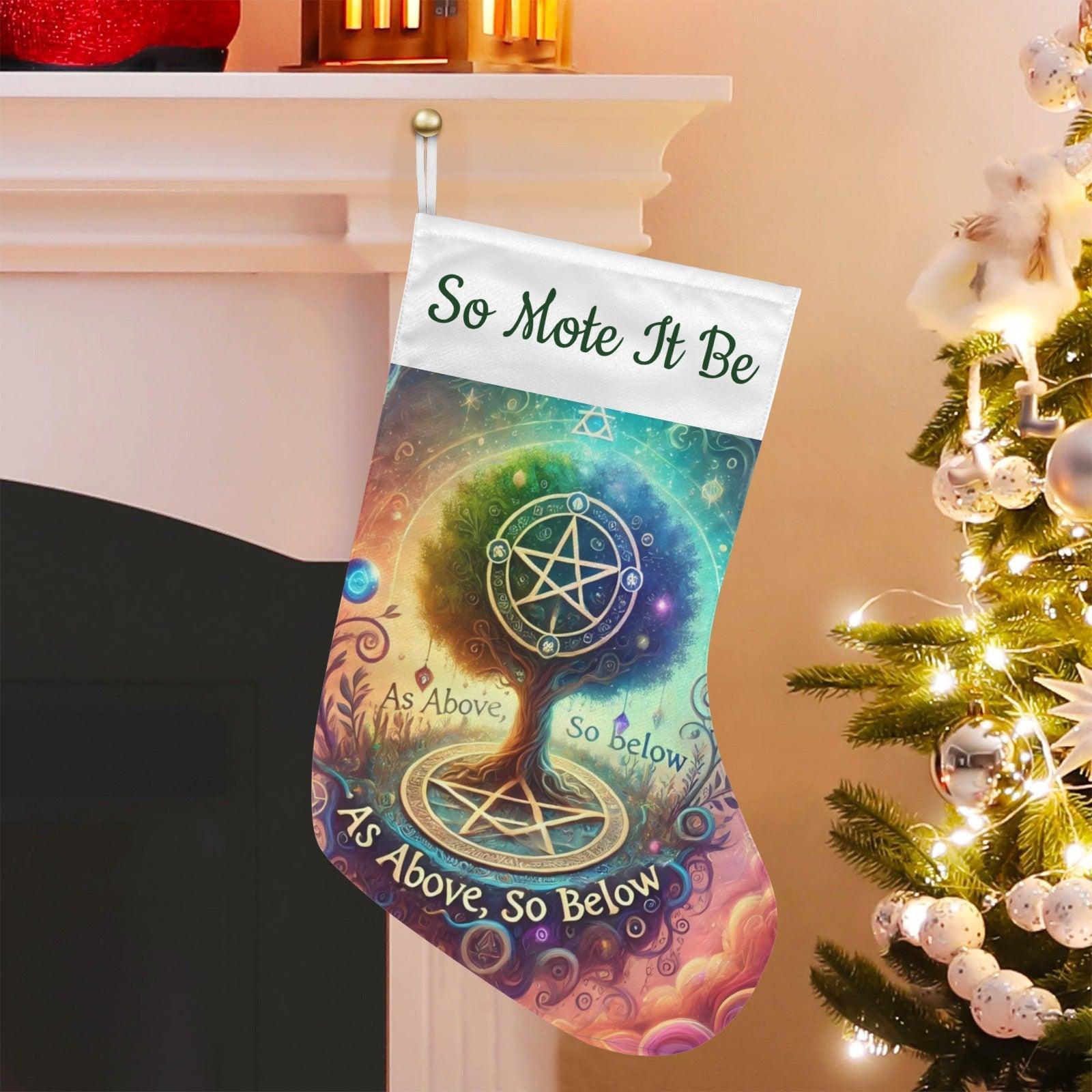 Pentacle Tree of Life Pagan Christmas Stocking for Yule Decorations-MoonChildWorld
