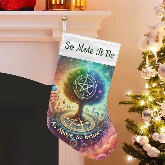 Pentacle Tree of Life Pagan Christmas Stocking for Yule Decorations-MoonChildWorld
