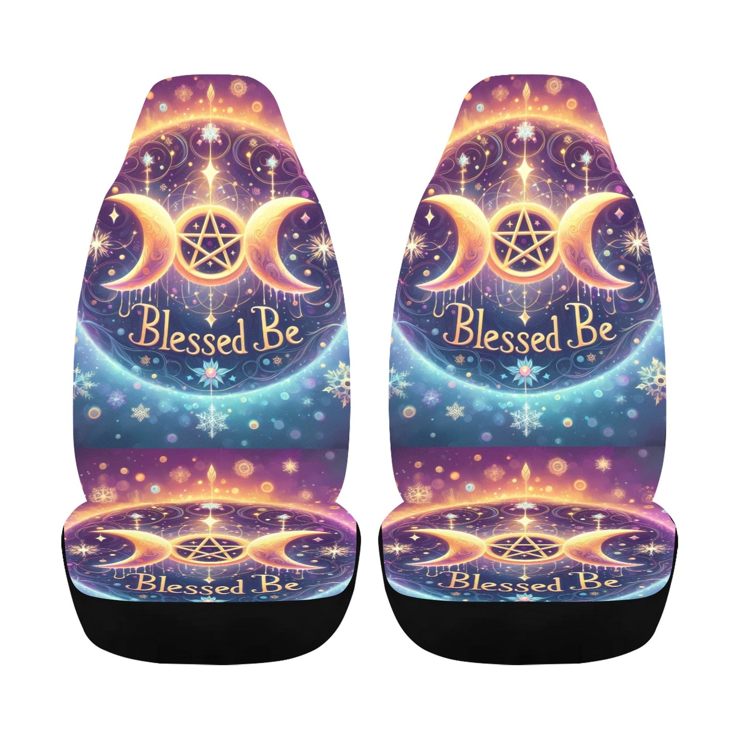 Pentacle Triple Moon Wicca Car Seat Covers-MoonChildWorld