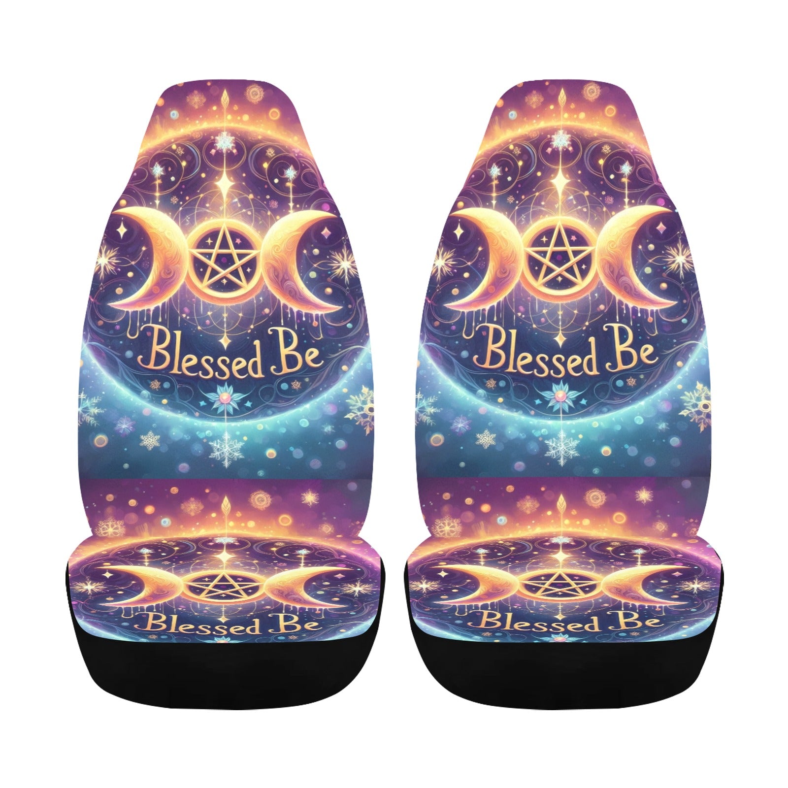 Pentacle Triple Moon Wicca Car Seat Covers-MoonChildWorld