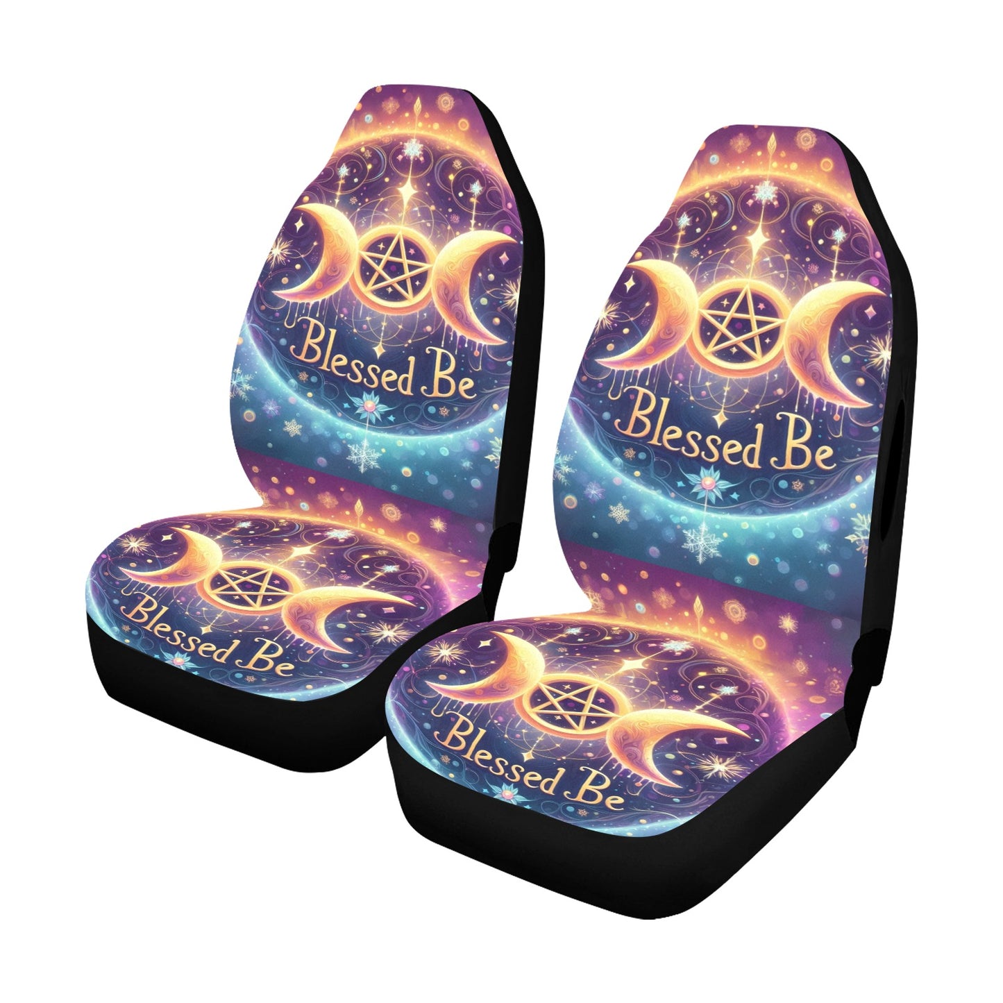 Pentacle Triple Moon Wicca Car Seat Covers-MoonChildWorld