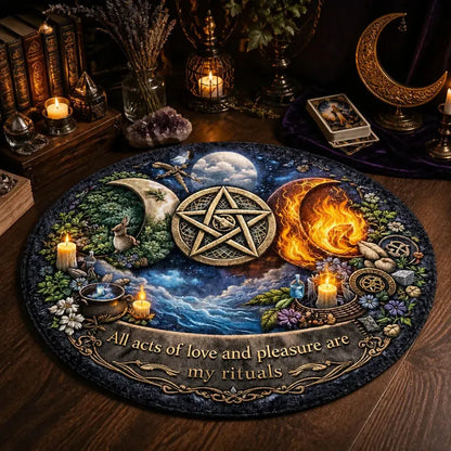Pentacle Triple Moon Wiccan Round Rug Pagan Carpet Witchy Home Decor_mockup_3.webp