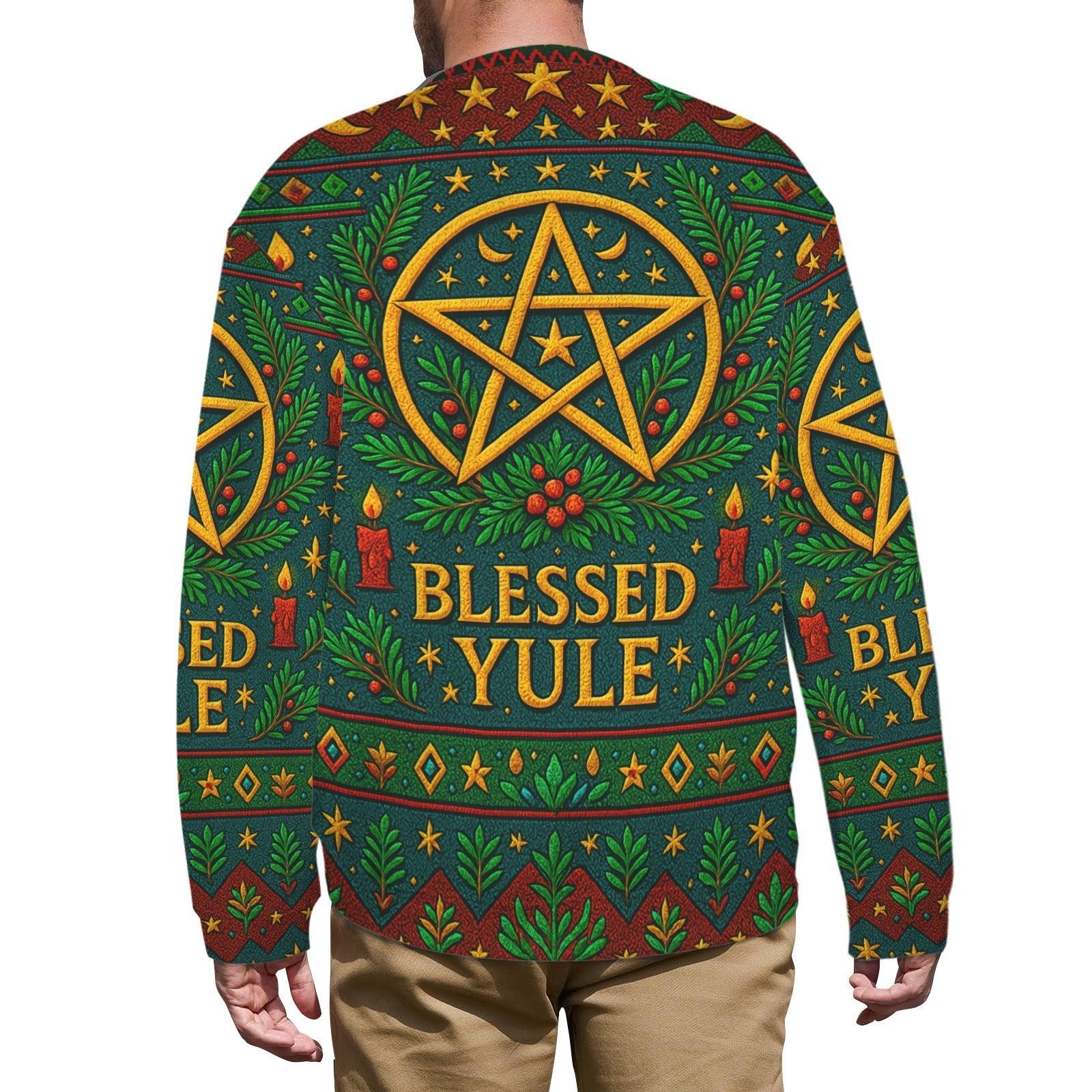 Pentacle Wicca Christmas Sweatshirt Blessed Yule Goddess Pagan Sweatshirt-MoonChildWorld