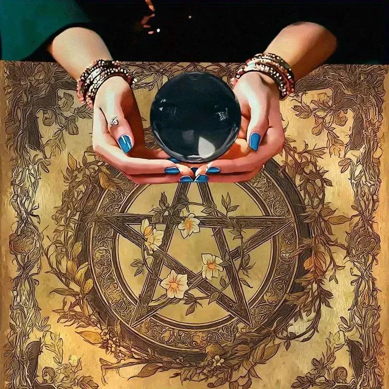 Pentacle Wicca Pagan Altar Cloth Witchcraft Pentagram Tarot Tablecloth for Reading Divination-MoonChildWorld