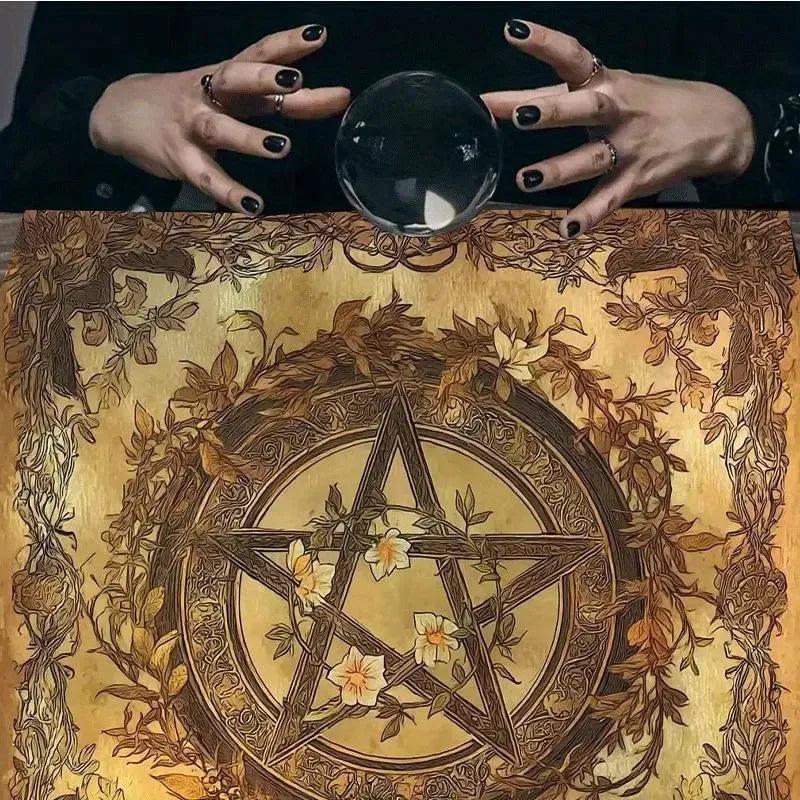 Pentacle Wicca Pagan Altar Cloth Witchcraft Pentagram Tarot Tablecloth for Reading Divination-MoonChildWorld