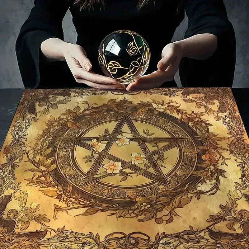 Pentacle Wicca Pagan Altar Cloth Witchcraft Pentagram Tarot Tablecloth for Reading Divination-MoonChildWorld