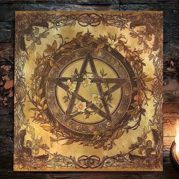 Pentacle Wicca Pagan Altar Cloth Witchcraft Pentagram Tarot Tablecloth for Reading Divination-MoonChildWorld
