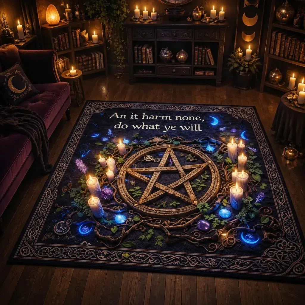 Pentacle Wiccan Area Rug – Pagan Carpet for Witch Home Decor_mockup_1.webp