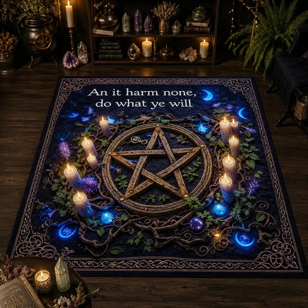 Pentacle Wiccan Area Rug – Pagan Carpet for Witch Home Decor_mockup_2.webp