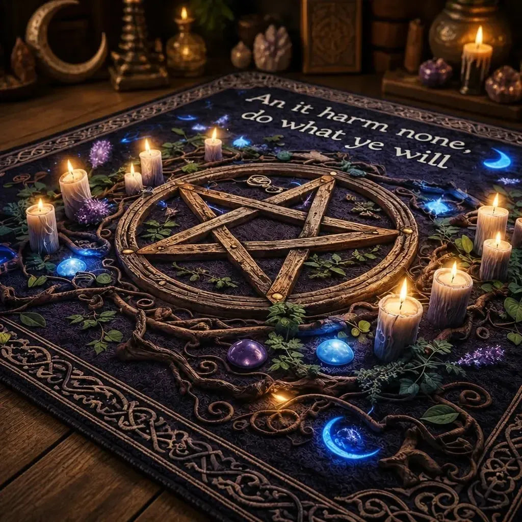 Pentacle Wiccan Area Rug – Pagan Carpet for Witch Home Decor_mockup_3.webp