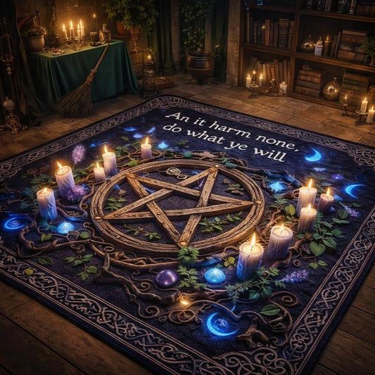 Pentacle Wiccan Area Rug – Pagan Carpet for Witch Home Decor-MoonChildWorld