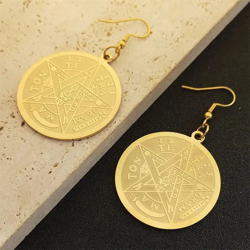 Pentacle Witchcraft Earrings-MoonChildWorld