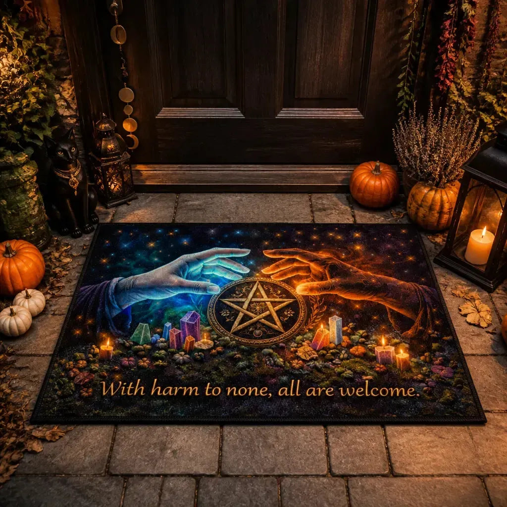 Pentacle & Witchy Hand Doormat – Wicca Pagan Welcome Mat for Witchy Home Decor_mockup_1.webp