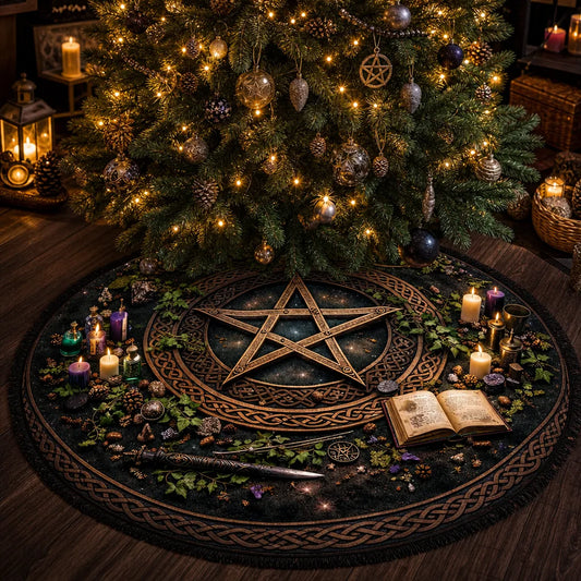 mockup_Pentacle Yule Tree Skirt – Pagan Witchy Gothic Decor_1.webp