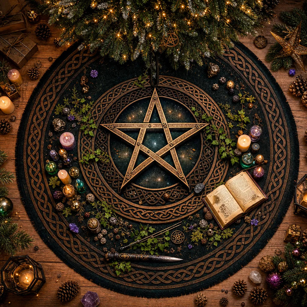 mockup_Pentacle Yule Tree Skirt – Pagan Witchy Gothic Decor_2.webp