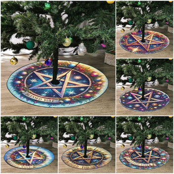 Magic Pentacle Wicca Pagan Christmas Tree Skirt for Yule Decor