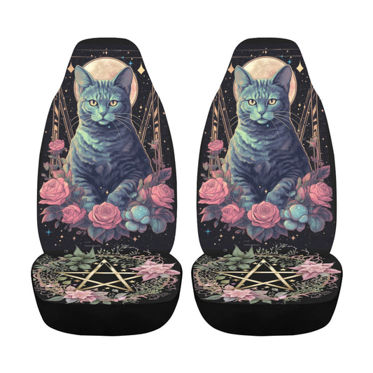 Pentagram Magic Cat Wicca Car Seat Covers-MoonChildWorld