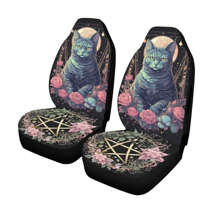 Pentagram Magic Cat Wicca Car Seat Covers-MoonChildWorld