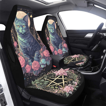 Pentagram Magic Cat Wicca Car Seat Covers-MoonChildWorld