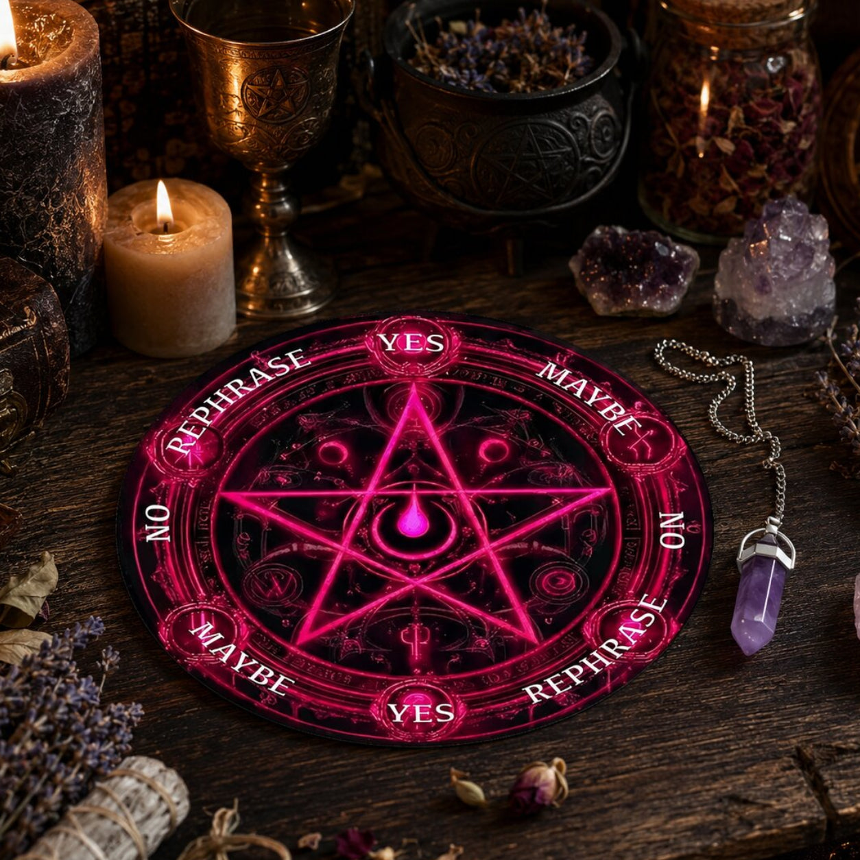 Pentagram Pendulum Board for Tarot & Altar Rituals-MoonChildWorld