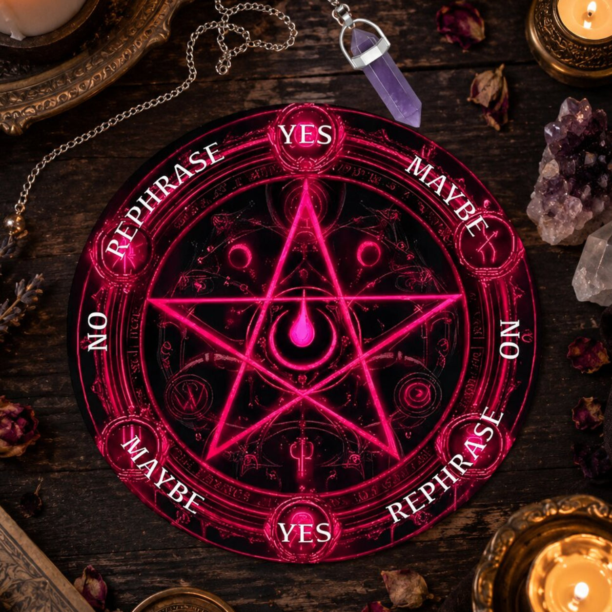 Pentagram Pendulum Board for Tarot & Altar Rituals-MoonChildWorld
