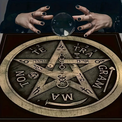 Pentagram Tarot Wheel Altar Cloth with Hebrew Symbols-MoonChildWorld