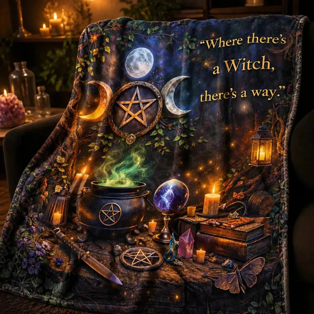 Pentagram Triple Moon Blanket Witchy Halloween Blanket for Wiccan_mockup_3.webp