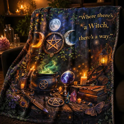 Pentagram Triple Moon Blanket Witchy Halloween Blanket for Wiccan_mockup_3.webp